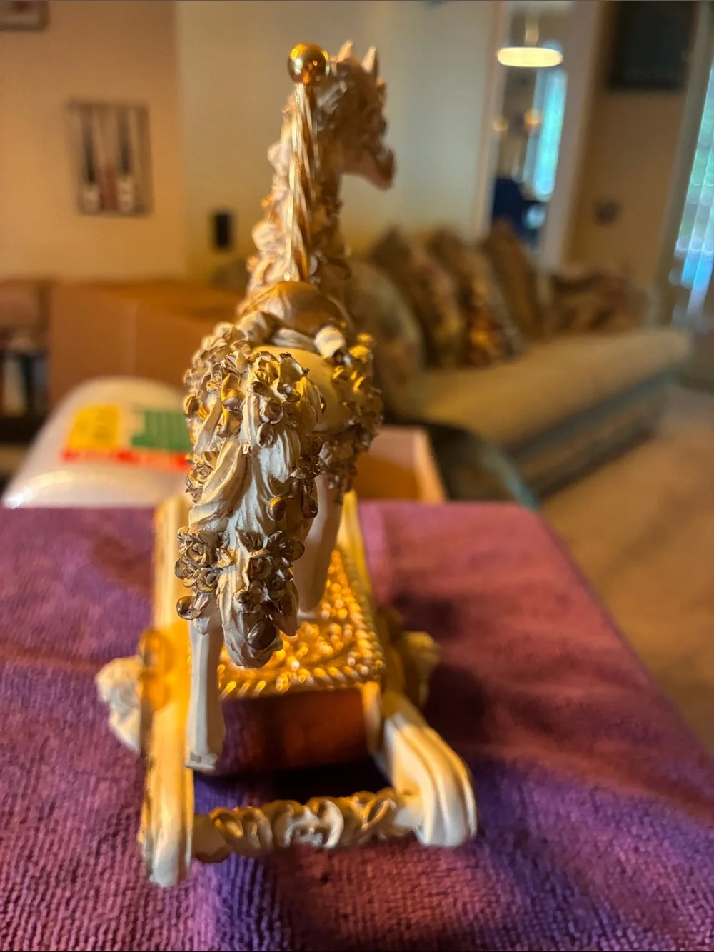 Ornate Cream and Gold Carousel Horse Figurine